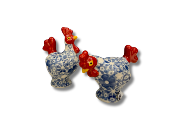 D62 D63  Bunzlau Zout en Peper set Haantje en Kipje 1278 Peper en Zout
